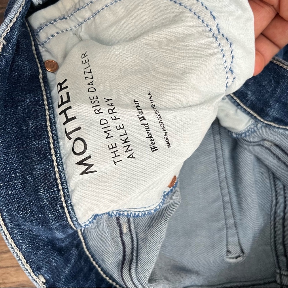 Mother Mid-Rise Dazzler ankle fray denim jeans weekend warrior 26 27 *READ* - Picture 4 of 12
